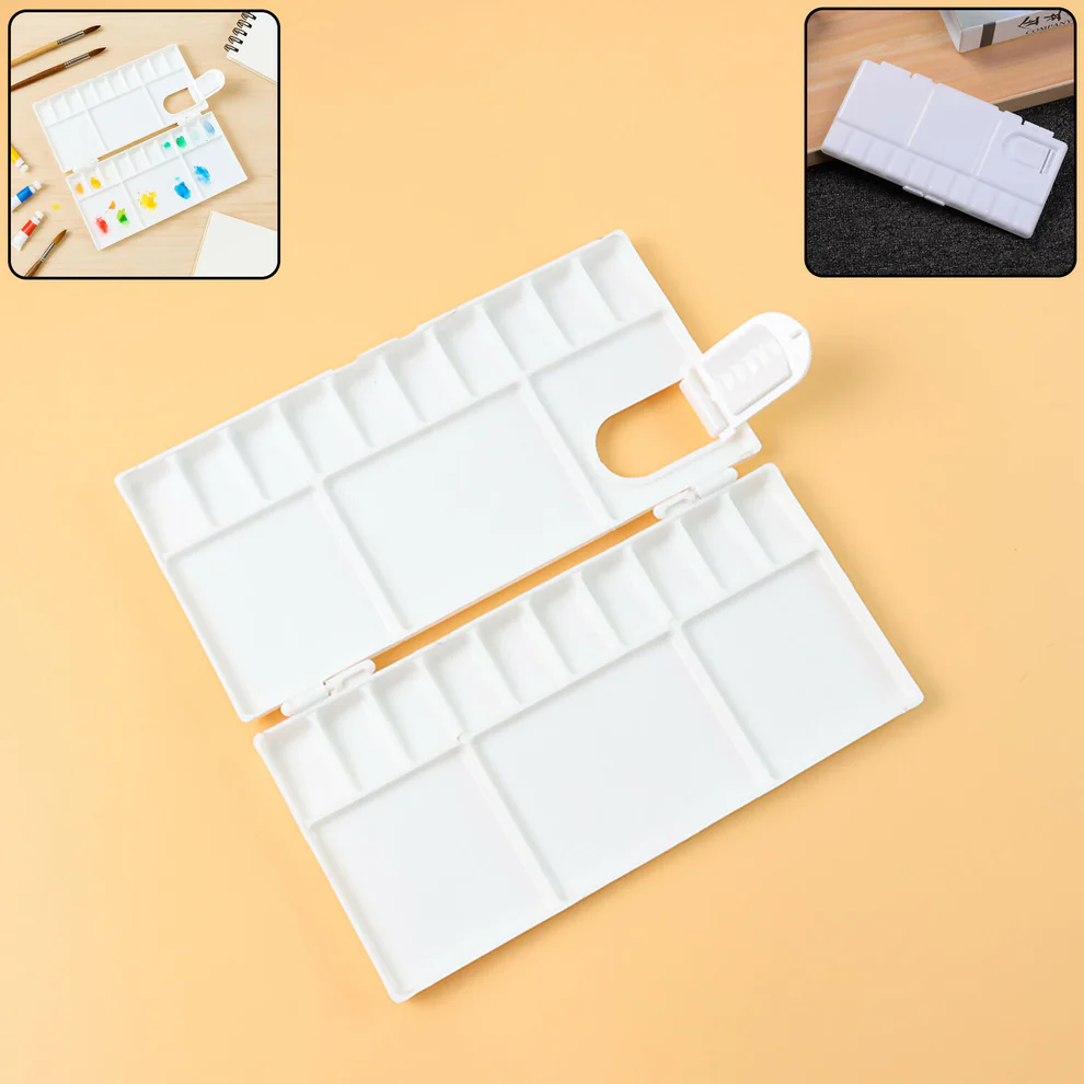 Khyati Colour Mixing Plate – Rectangle Box Small Folding Paint Palette with Lid