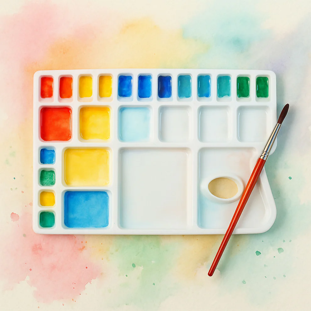 Colour Mixing Plate – Rectangle Big Artist Palette with Multiple Deep Wells